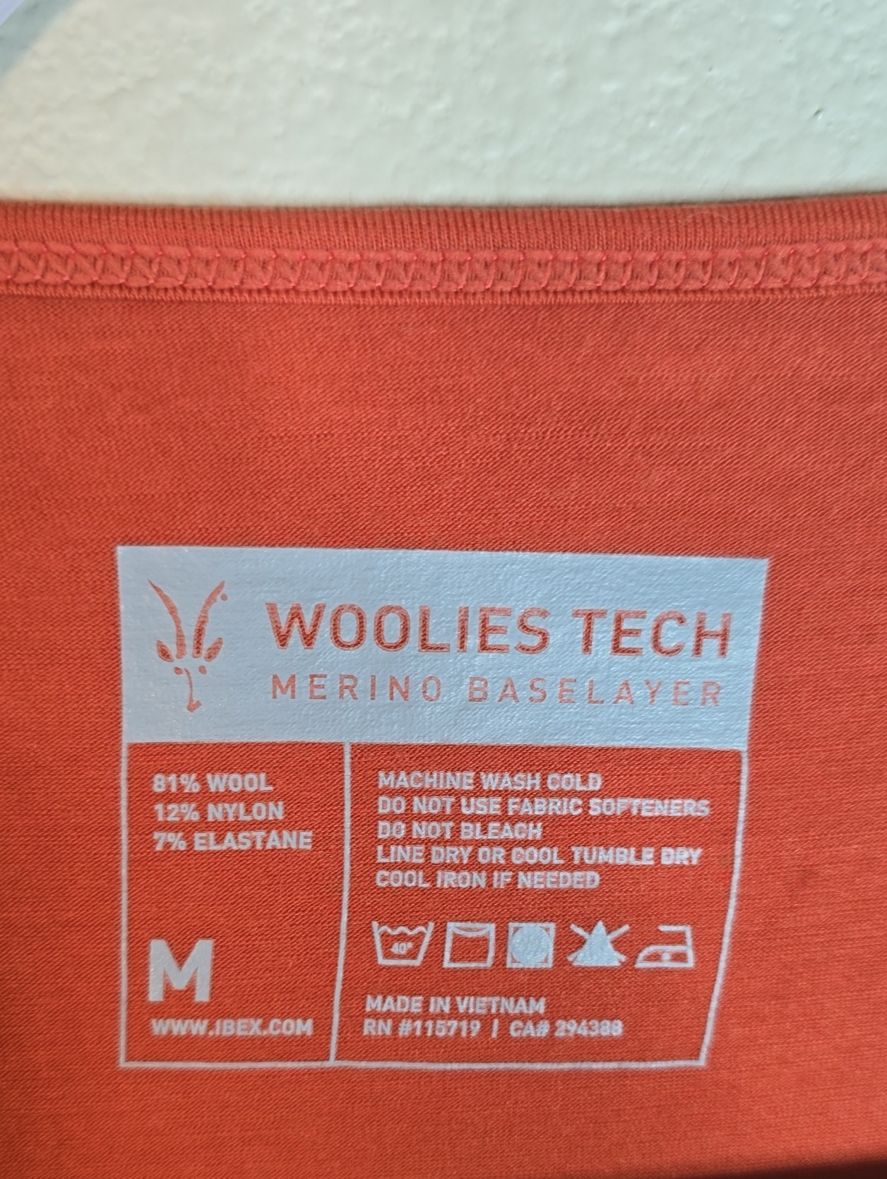 Ibex Woolies Tech Long Sleeve Crewneck Top - Rust Orange Size M Nwot — image 4 of 7